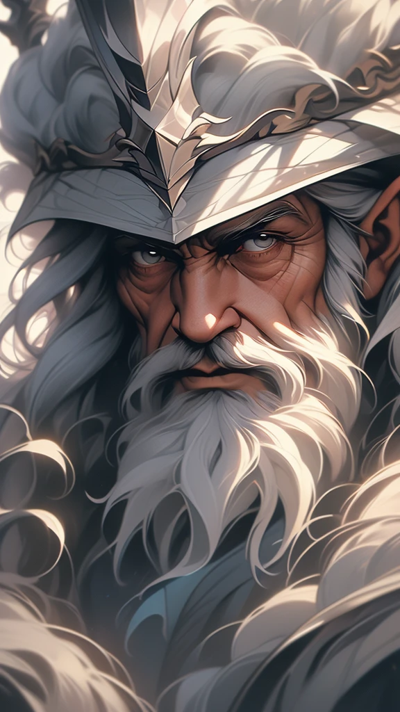 a close up of a painting of a man with a long beard and a long beard, gandalf, gandalf from lord of the rings, gandalf the grey, gandalf (lotr, lord of the rings concept art, sean connery as gandalf, portrait of gandalf, gandalf the white, lord of the rings aesthetic, wizard