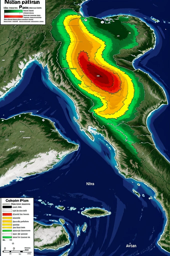 Map showing the weather pattern in Guyana