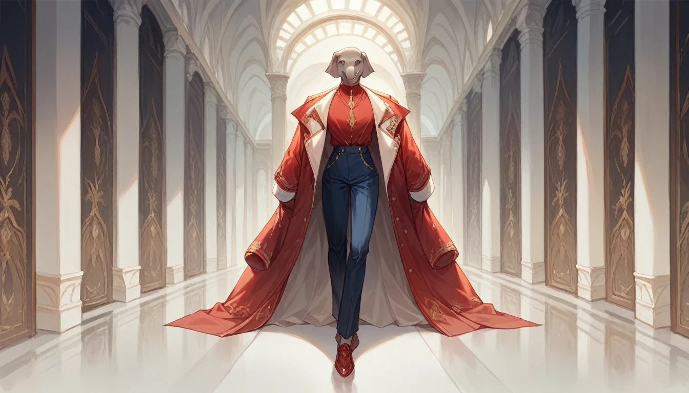 ((best quality)), ((Masterpiece)), (details), full body shot, elegant formal sports fashion, modern Thai-inspired designs, intricate Thai elephant on the jacket highlighted,blue, red, and white hues, reflecting cultural vibrancy
