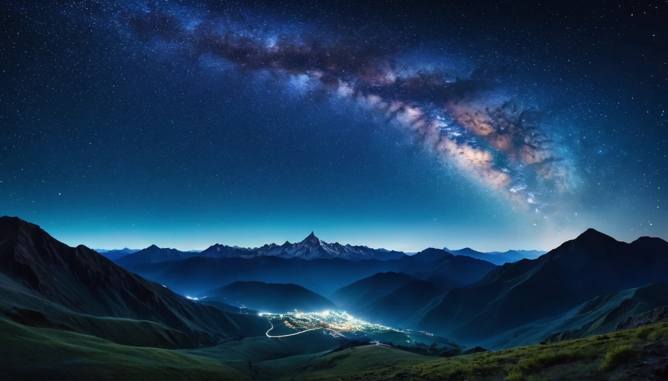 Photo the night sky is cloudless, there are many stars, and the Milky Way against the background of mountains looks realistic in 8k resolution night landscape