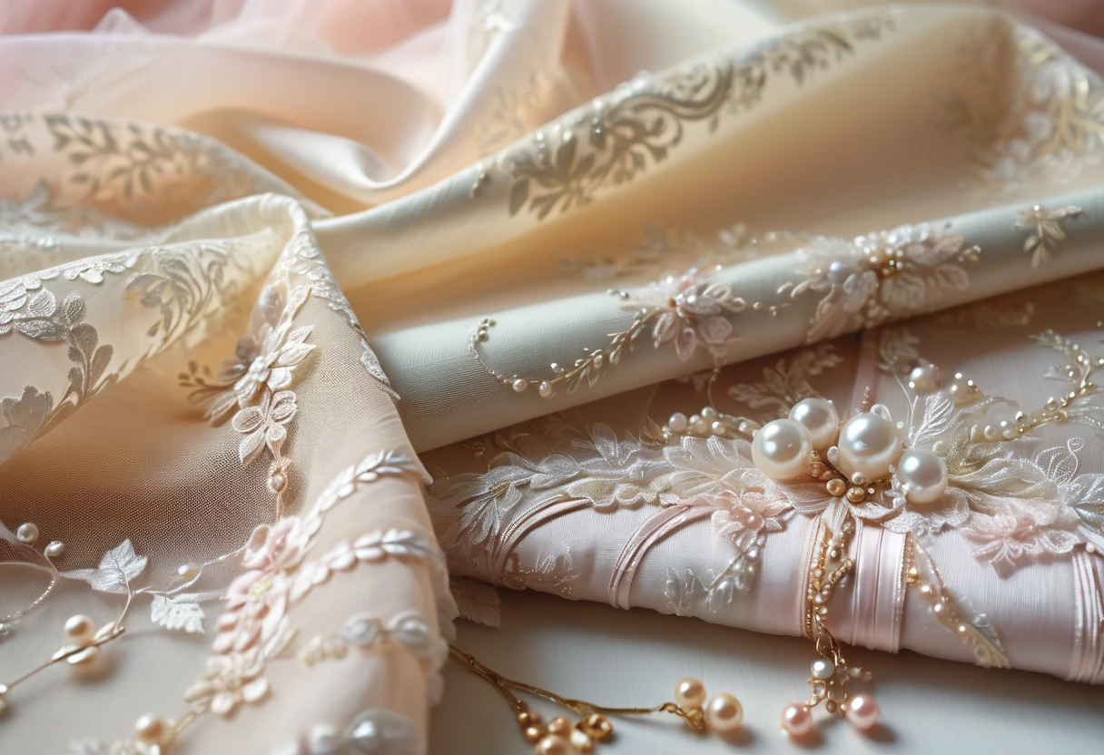 ((background only)),Overhead shot,(((masterpiece))), (((Highest quality))), ((Super detailed)), ((非常にdelicateで美しい)), (最高masterpiece:1.4),delicate,8k,((Arrange the square shaped fabric all over:1.5)),((A wall of frills:1.5))((Beautiful layered tulle wallpaper:1.5))((Generate cloth only:1.4)),(Zooming in on the tulle fabric that fills the entire screen:1.4)Collage fabric,ghostwhite,A lot of cotton,Fairy tale,ribbon,Pearl ornament,Glitter ornaments,doily,(Shabby chic),Cute atmosphere,Soft atmosphere,Wedding Decorations