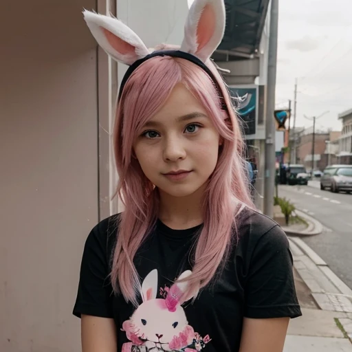A cute 9 year old girl pink hair bunny YouTuber