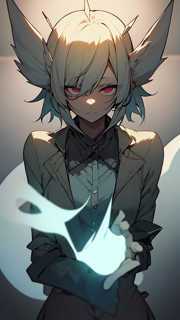 Terrible ghost, burning eyes, half invisible