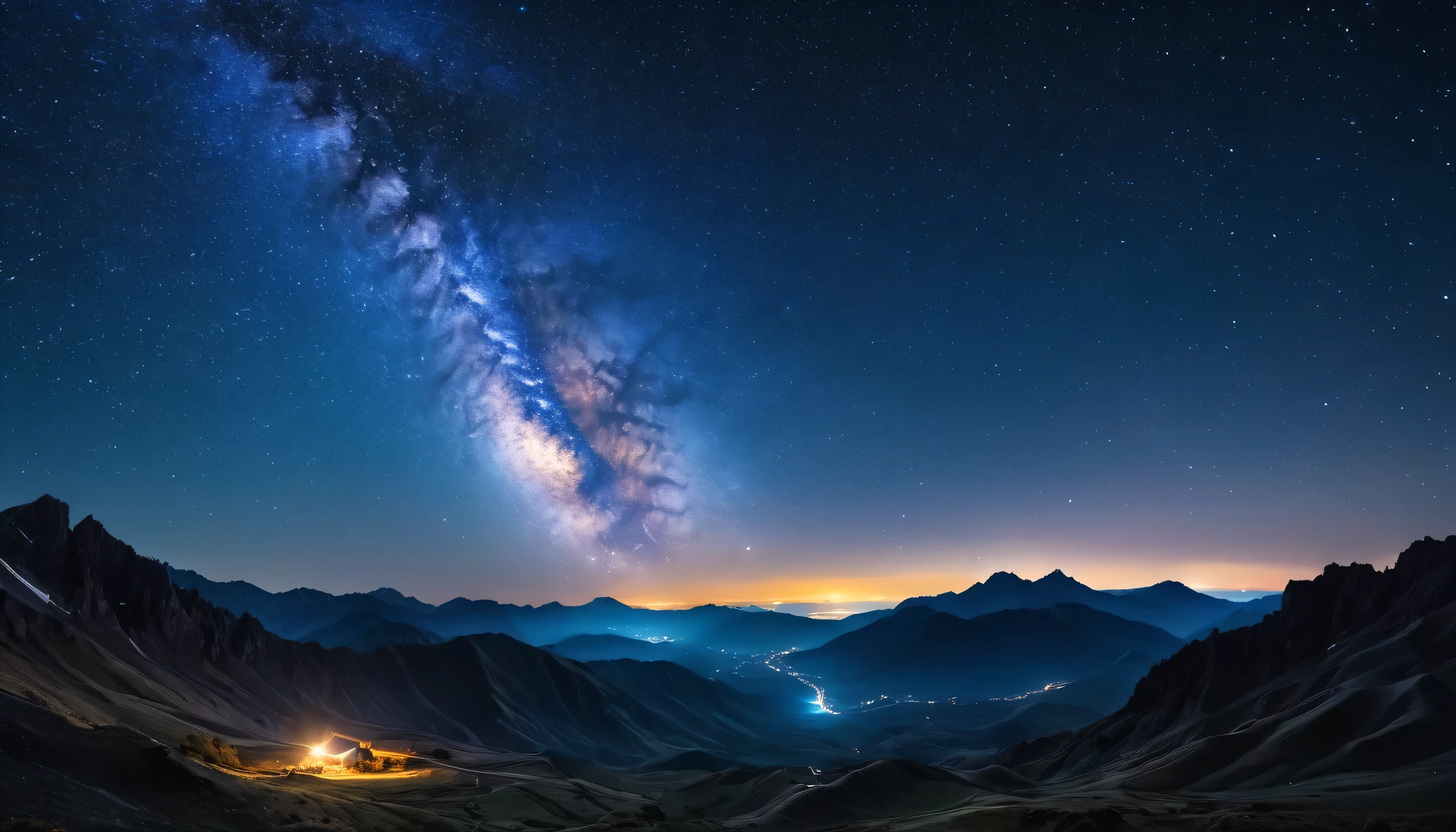 Photo the night sky is cloudless, there are many stars, and the Milky Way against the background of mountains looks realistic in 8k resolution night landscape