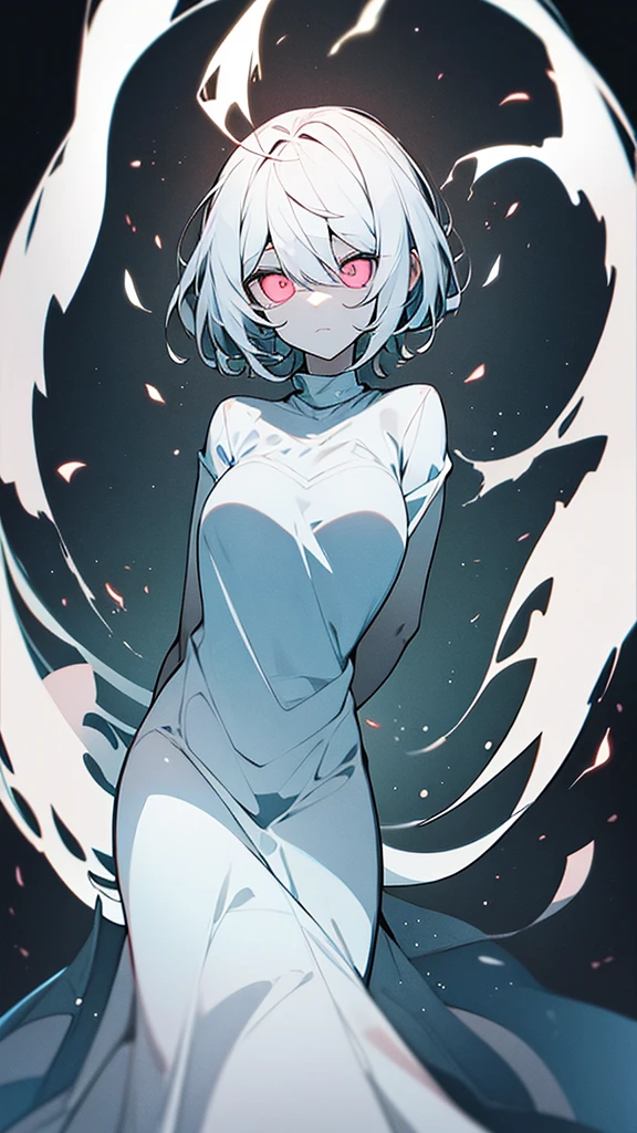 Terrible ghost, burning eyes, half invisible, physical body, like a real ghost
