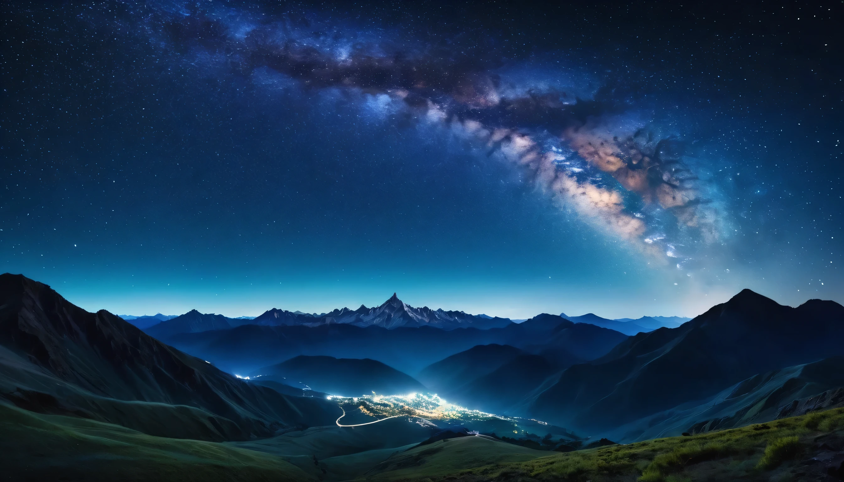 Photo the night sky is cloudless, there are many stars, and the Milky Way against the background of mountains looks realistic in 8k resolution night landscape 