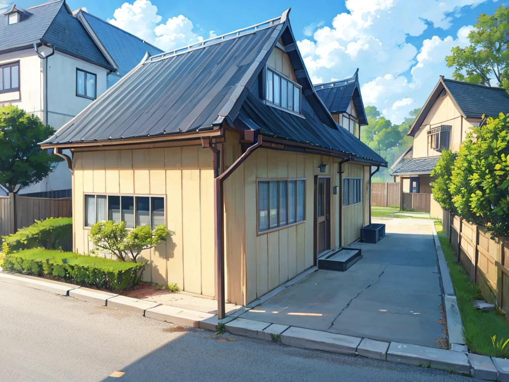 simple house exterior anime illustration