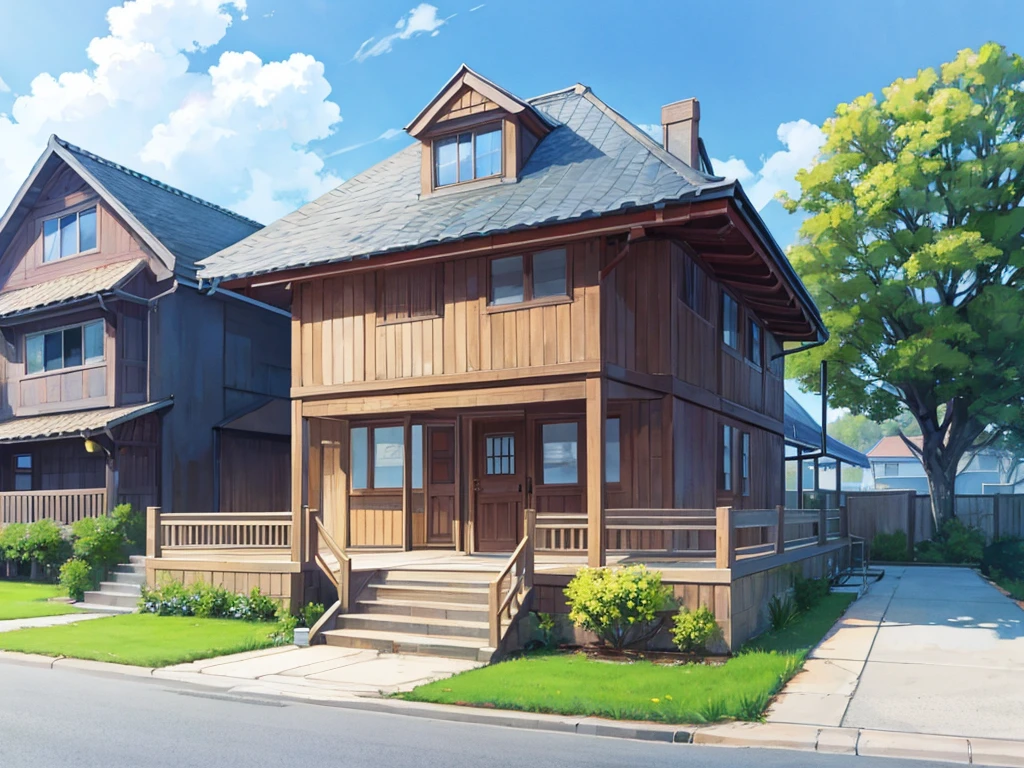 simple house exterior anime illustration