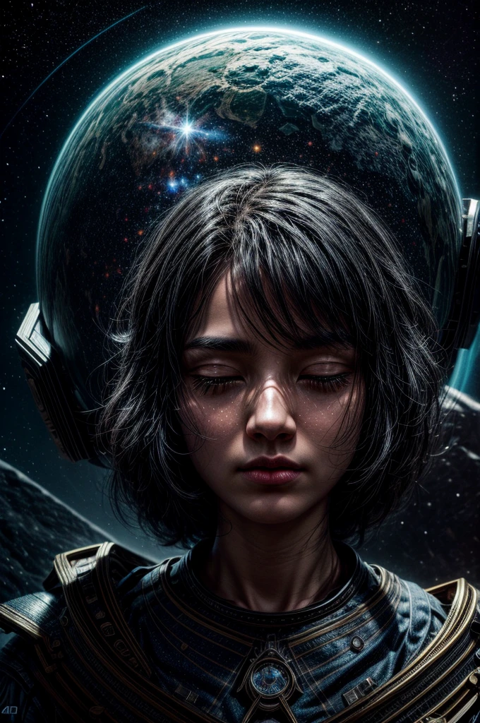 a cabin in space, black haired person sleeping, spiritual projection, spiritual dimension, aura energy, celestial light, person flying in the starry sky, universe, light golden, (best quality,4k,8k,highres,masterpiece:1.2),ultra-detailed,(realistic,photorealistic,photo-realistic:1.37),concept art,dramatic lighting,ethereal,cinematic,mystical,glowing aura,cosmic,surreal,intricate details,ambient occlusion,volumetric lighting