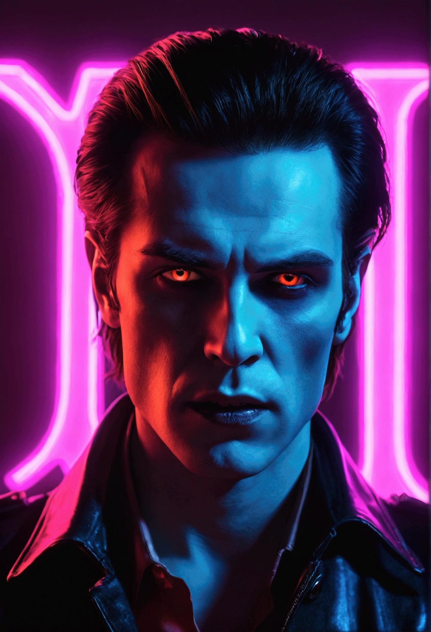 The word David with a neon vampire tone