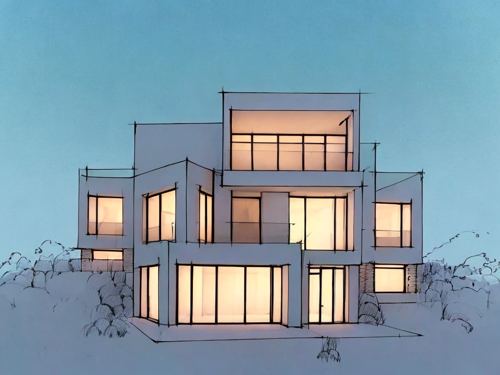 (masterpiece),(high quality),最high quality,非常にdetailedな,(detailed),(4K),8k,No line art,alone,Illustration Style,Axonometric drawing of a building,Limited edition palette,Blue background,Simple Background,handrail,Outdoor,null,