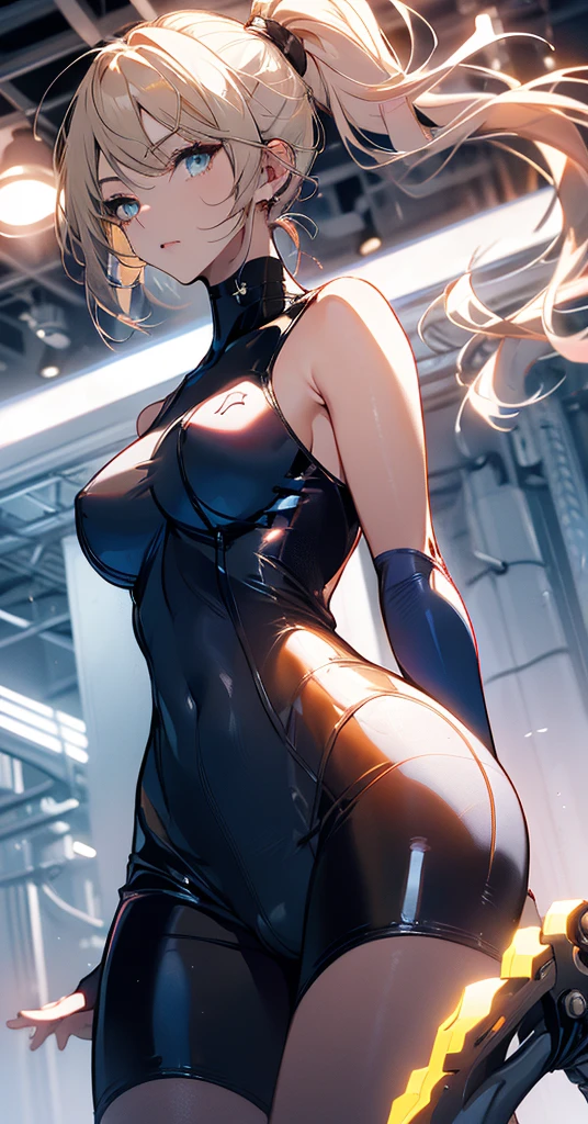 (Upper Body:1.3),Dynamic Angle,(From below:1.5),(Sealing:1.5), (Crotch close-up:1.3),(Panty shot),Samus Aran,ponytail, hair band, Blue gloves, Blue bodysuit, High heels,masterpiece,Noise Reduction,Perfect Anatomy,High resolution, Very detailed,Game CG,Dutch Angle ,Beautiful attention to detail,Visual Arts,Five Fingers, Perfect hands, Perfect lighting,