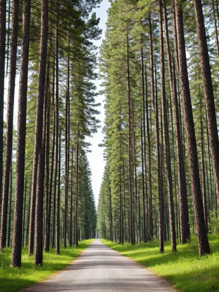 trees and grass on the side of a road near a lake, a picture by Jaakko Mattila, unsplash, hurufiyya, trees and pines everywhere, pine trees in the background, arrendajo in avila pinewood, beautiful swedish forest view, pine forest, caledonian forest, pine forests, in avila pinewood, trees in the background