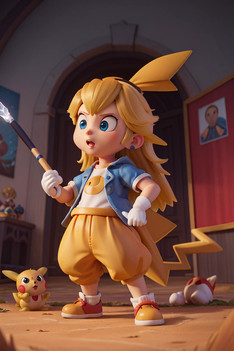 striking pikachu painting, highy detailed, 8k, Spitz, proffesional, clearing, hight contrast, high saturation, , deep, vivid blacks, crystal clearing, movie poster