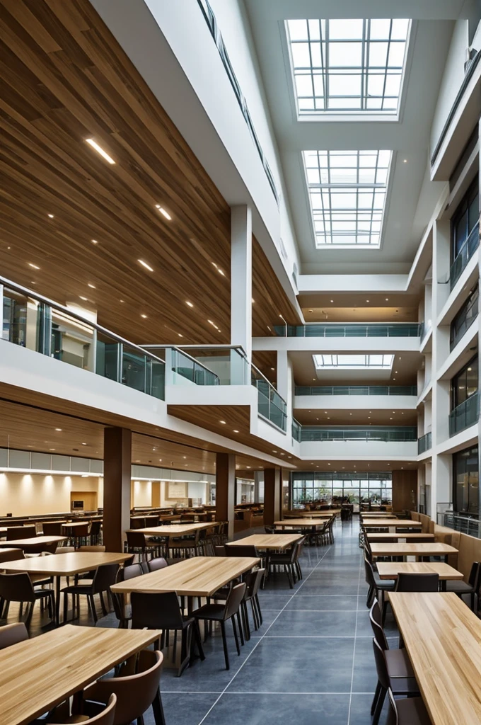Show me a large cafeteria of 2 floors design 

