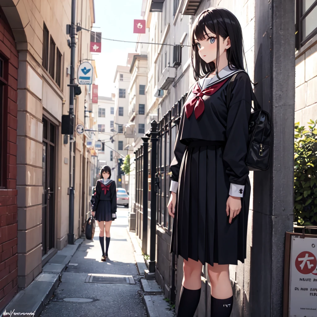 　tall　woman　school uniform