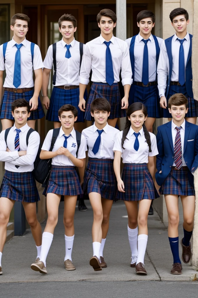Handsome High boys wearing skirts