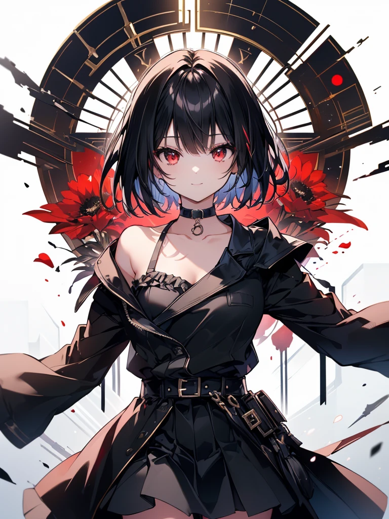 vampire woman, Victorian dress, absurdres, RAW photo, extremely delicate and beautiful, masterpiece, Best Quality, ultra high resolution, 32k, hyperrealistic, ultra-detailed, detailed description, pale skin, 20 years old, tearful mole, earring, short medium hair, wavy hair, full body shot,