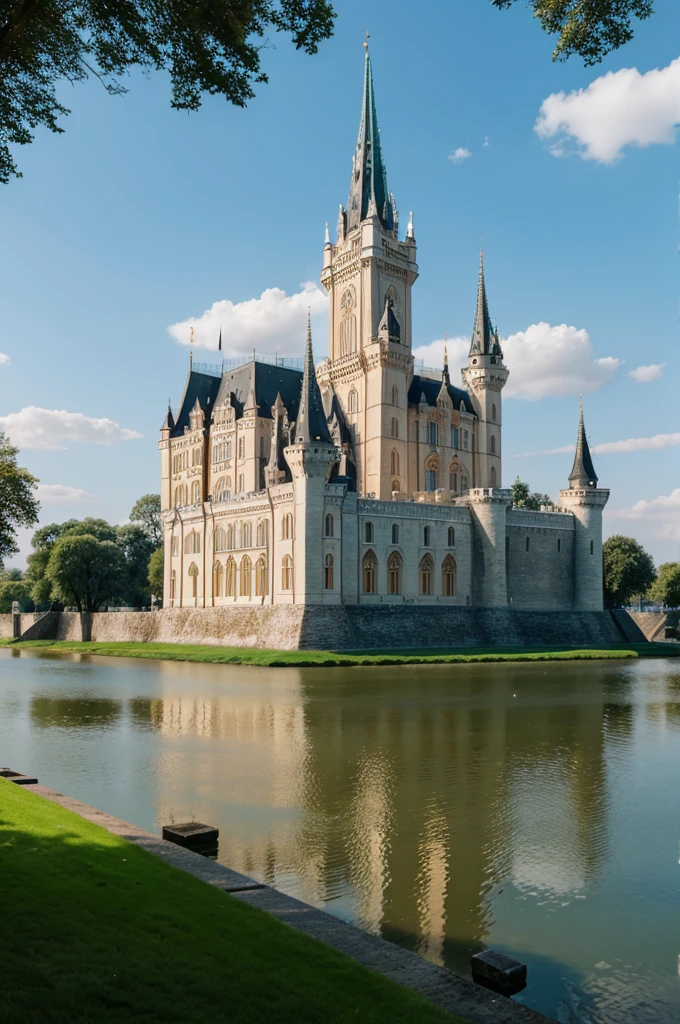 Two elegant royal castle divided by a river 