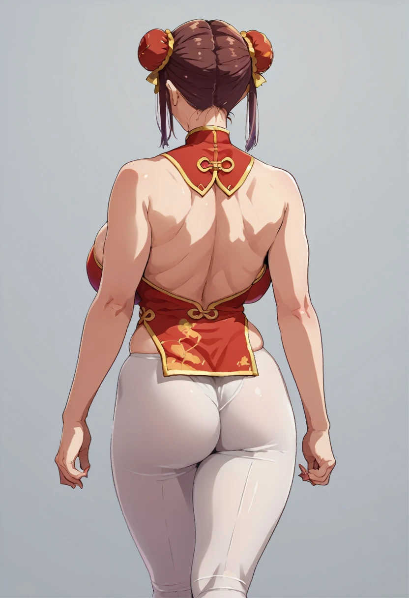 ((best quality)), ((master part)), (circunstanciado), rosto perfeito ((Chun li)), ((big ass)), ((character design sheet)), ((full body view)) illustration,1girl, ((detailed face:1.4)) beautiful woman, ((Chun li)), short brown hair, brown hair, brown eyes, double bun, hair ribbon, perspired, Sweaty body,Naturally glowing skin、 (loose:1.3)bath robe、Exposed shoulders、naked bathrobe、Worn bathrobe、disheveled bathrobe、Fully open bathrobe、body soaking wet、(Torn bathrobe)、Grab a bathrobe, rough sketches, pose, 8k,16k, (background, white background: 1.3))