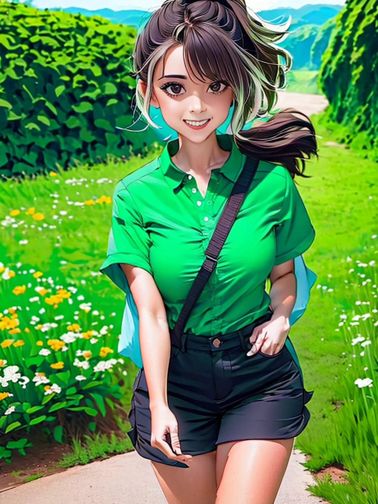 Canyon Ruins Taiju Pickaxe Explorer Explorer's Clothes Hair Green Adult Woman Short Hair Ruins Big Lake Absurdity Big Sky Expansive Nature