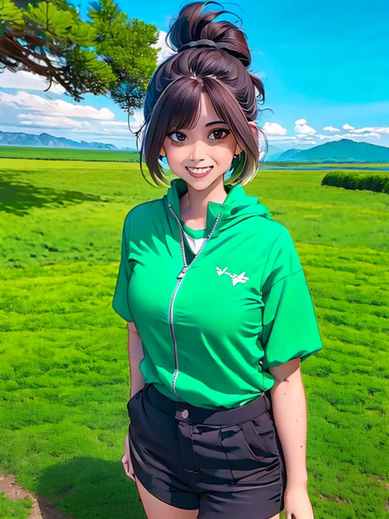 Canyon Ruins Taiju Pickaxe Explorer Explorer's Clothes Hair Green Adult Woman Short Hair Ruins Big Lake Absurdity Big Sky Expansive Nature
