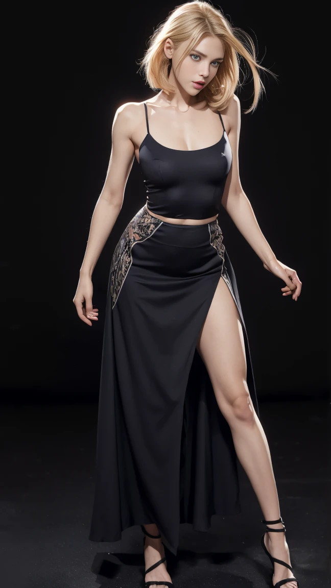 8K, Top Quality, Intricate Details, Ultra Detail, Ultra High Resolution, Masterpiece, close up shot, (full body: 1.1), Slender, Smile, (Makeup: 0.4), ,(( cammy white, blonde hair, bangs, short hair, blue eyes, antena hair, abs, scar on cheeks)), (Fluffy Eyes: 1.21), (()), 1girl, solo, 1 girl, (()), close up shot, , ((tall)), (((fit body))), (((slim face))), sharp face, (( maxi dress,((,wind blow, strong wind, wind blow hair , wind blow , wind blow , wind blow skirt, wind blow maxi dress )),maxi dress, skin tight maxi dress)) ,(detailed face), sharp face, small lips, , ,(( walking pose, walk pose)) ,, ,
((,no bra, braless )), , (( )), detailed face, detailed breast,, detail nipples ,slim body, Narrow Waist, Skinny, tall , skinny body, 190 cm tall, Muscular, Navel, Exposed Abdomen, Pointed Chest,, Beautiful girl with accentuated slender abs: 1.4, Six Pack Abs: 1.4, , Perfect Body, detail legs, (( dark background)), black background,