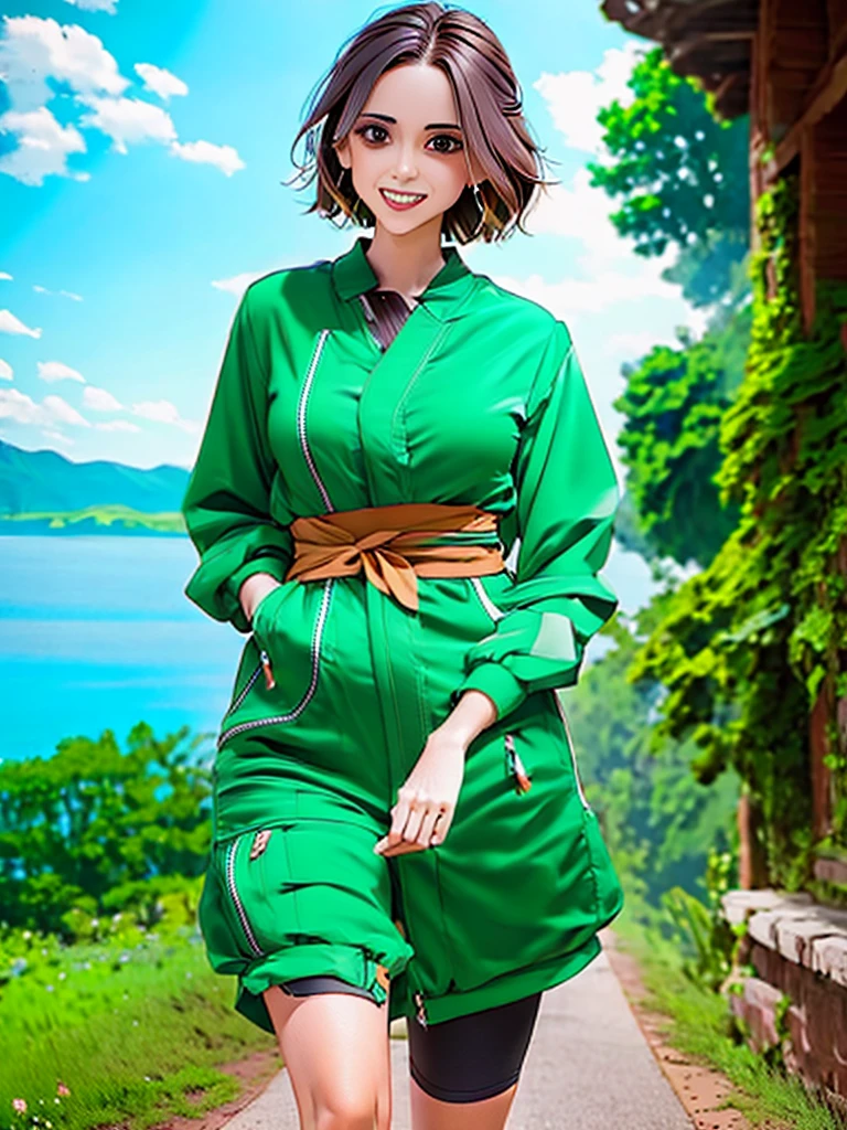 Canyon Ruins Taiju Pickaxe Explorer Explorer's Clothes Hair Green Adult Woman Short Hair Ruins Big Lake Absurdity Big Sky Expansive Nature