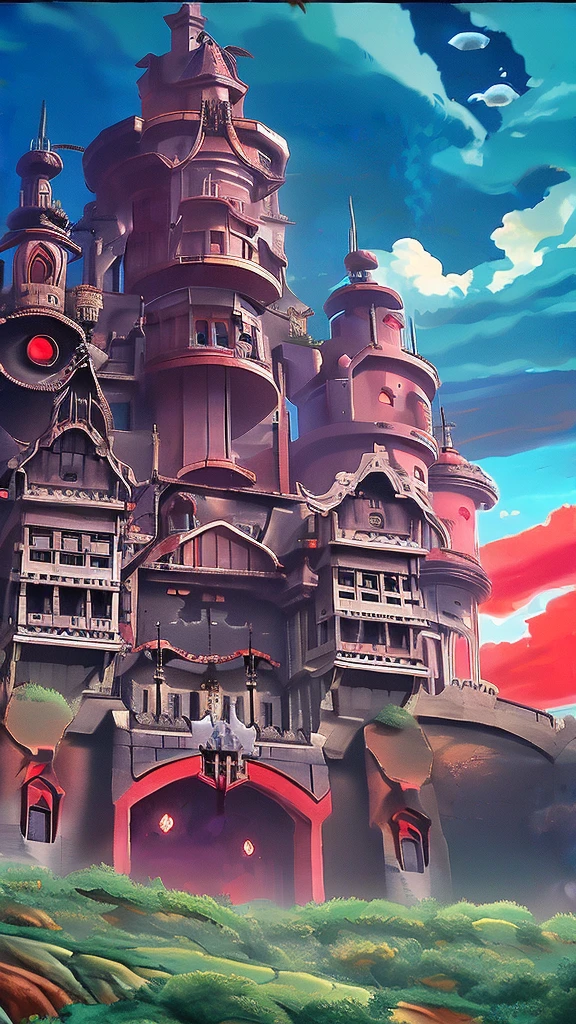  Crimson anime castle of hell and red sky