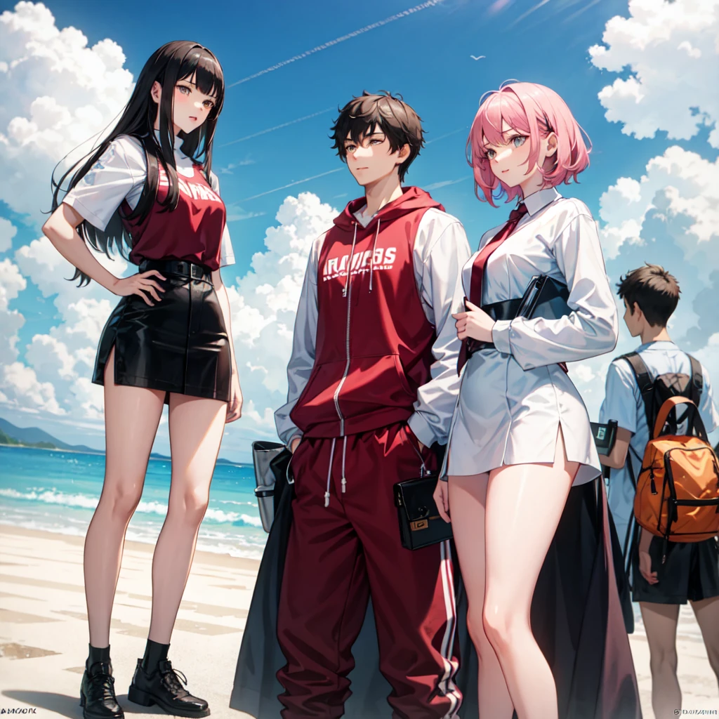 17 years old tall High school girls Boys' school uniform One person Black Hair Director of law firm Men's Blue shorts Light blue clothes Reverse trial