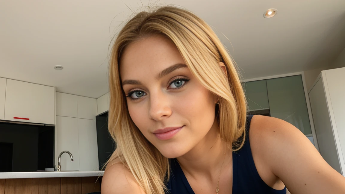 une belle fille blonde de 25 ans aux yeux verts, Longs cheveux blonds, sitting on her allumé, prendre une jolie photo de selfie, proportion parfaite du corps, porter un haut et une jupe, traits du visage détaillés, Une peau impeccable, éclairage naturel, tons chauds, 1fille, Visage détaillé, chef-d&#39;œuvre, Yeux détaillés, Lèvres détaillées, belle peau, éclairage naturel, couleurs chaudes, alluméroom, allumé, iPhone, photo de selfie, ville 