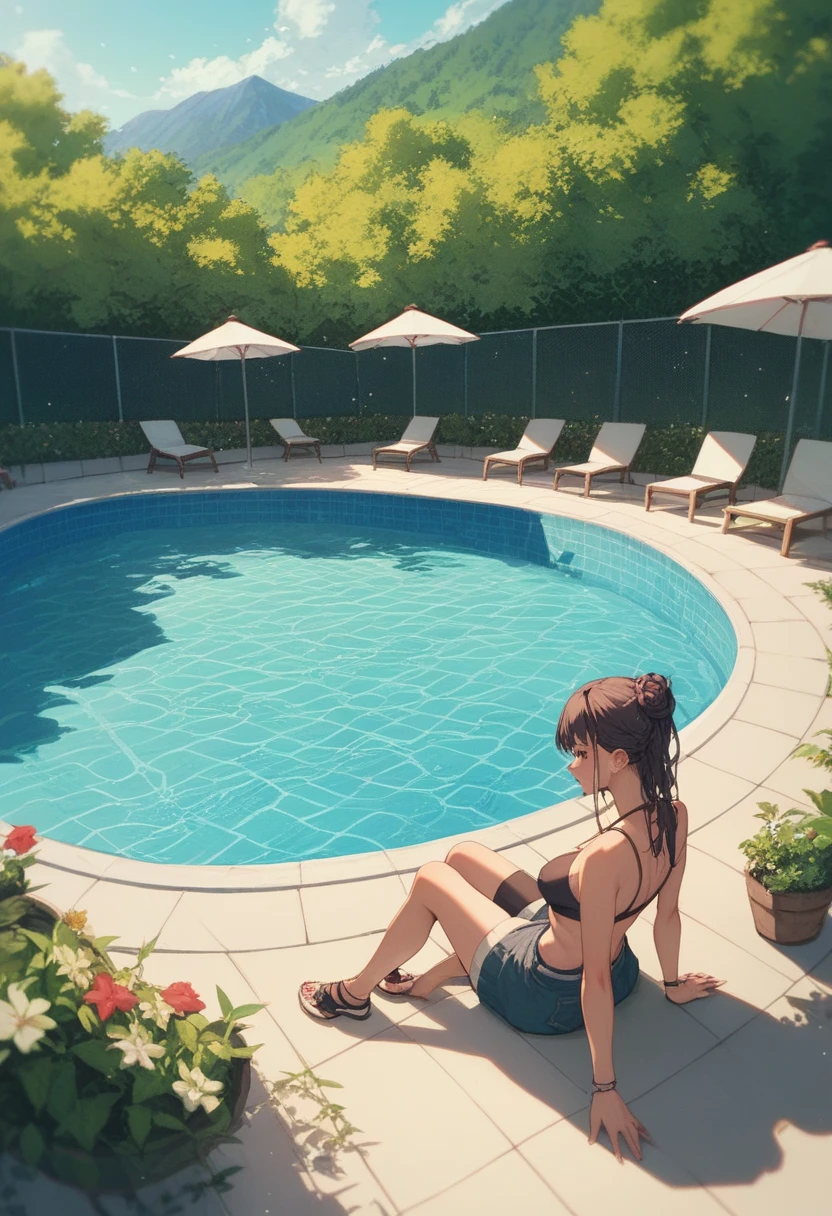Poolside、backgroundのみ、unmanned、background、landscape