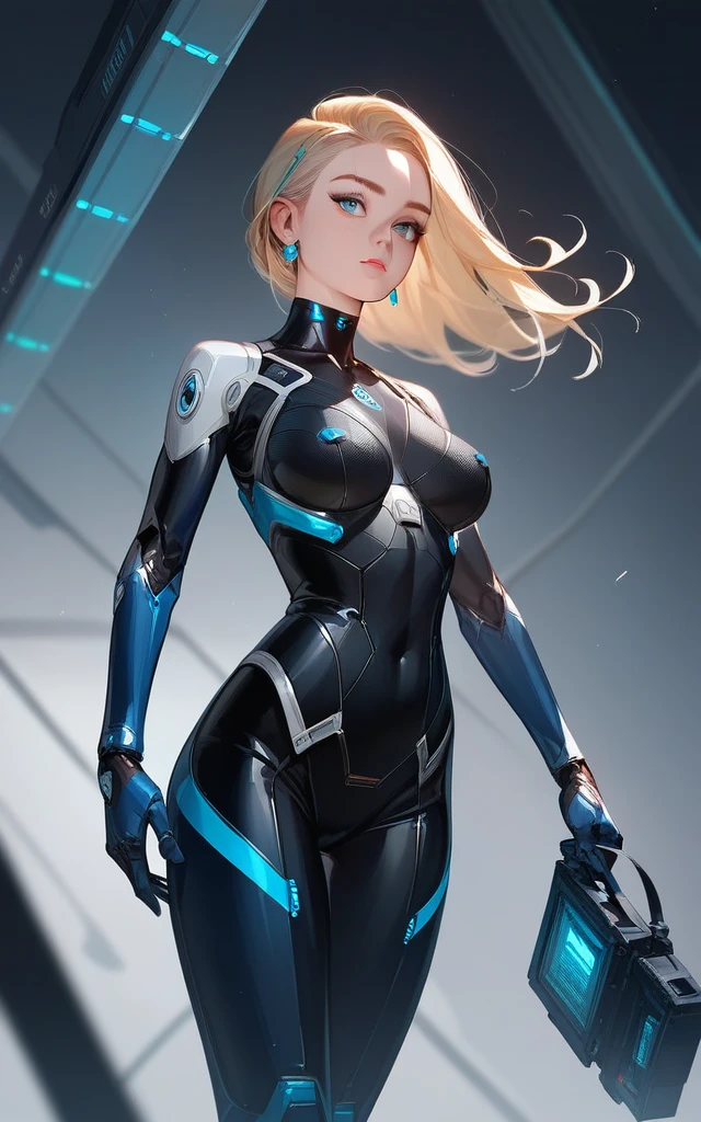girl, ultron suit, blonde, blue eyes, Hyper Realistic, masterpiece