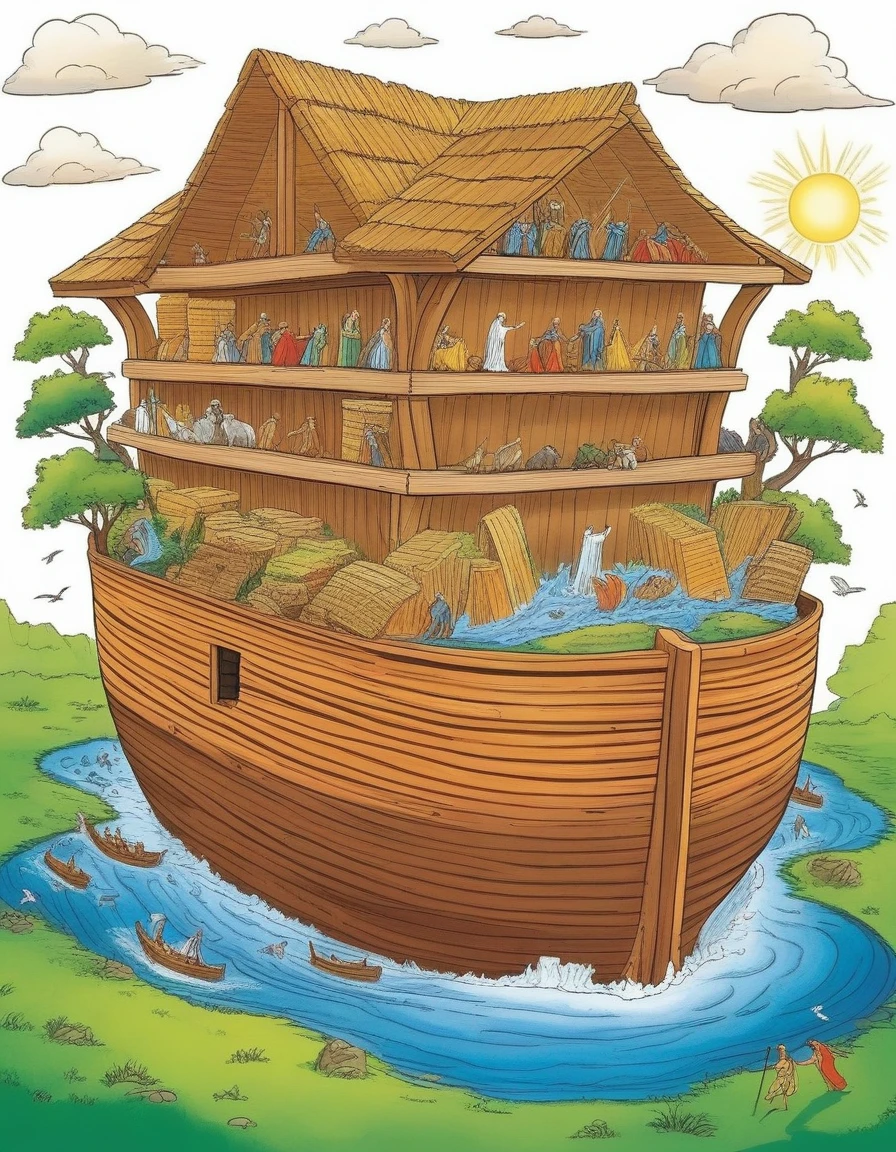 2. The Flood (Genesis 6-9)
The wickedness of men had multiplied on the earth, and the whole purpose of the thoughts of their hearts was continually evil. The Lord regretted having made man on earth and was deeply saddened. Then, God said: "I will destroy from the face of the earth the man I created, men and also animals, the creatures that crawl and the birds of the air; because I regret doing them."

Although, Noah found favor in the eyes of the Lord. Noah was a righteous man, righteous among the people of his time, and walked with God. God said a Noé: "I decided to put an end to all human beings, for the earth is full of violence because of them. I will destroy them along with the earth."

God commanded Noah to build an ark out of cypress wood, with compartments and covered with bitumen inside and out. The ark must have been 300 cubits long, 50 wide and 30 high, with a roof that left a gap of one cubit between the roof and the structure of the ark. Noah was to make a side door in the ark and build a lower floor, a second floor and a third floor.

God said: "I will bring a flood of waters upon the earth to destroy every creature that has the breath of life under the heavens.. Everything on earth will perish. But with you I will establish my alliance, and you will enter the ark – you and your children, his wife and his sons&#39; wives. Of every species of living being, of all the creatures there are, you will bring two of each into the ark, one male and one female, to keep them alive with you. Of each bird species, of every kind of large animal and every kind of creature that crawls on the ground, will come to you to be kept alive. And store all kinds of food so that you and they have food."

Noah did everything exactly as God had commanded him.

When Noah turned 600 years old, the waters of the flood came upon the earth. Noah and his sons, his wife and his sons&#39; wives entraram na arca para escapare