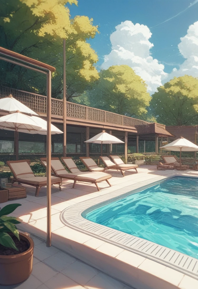 Poolside、backgroundのみ、unmanned、background、landscape、Subjective