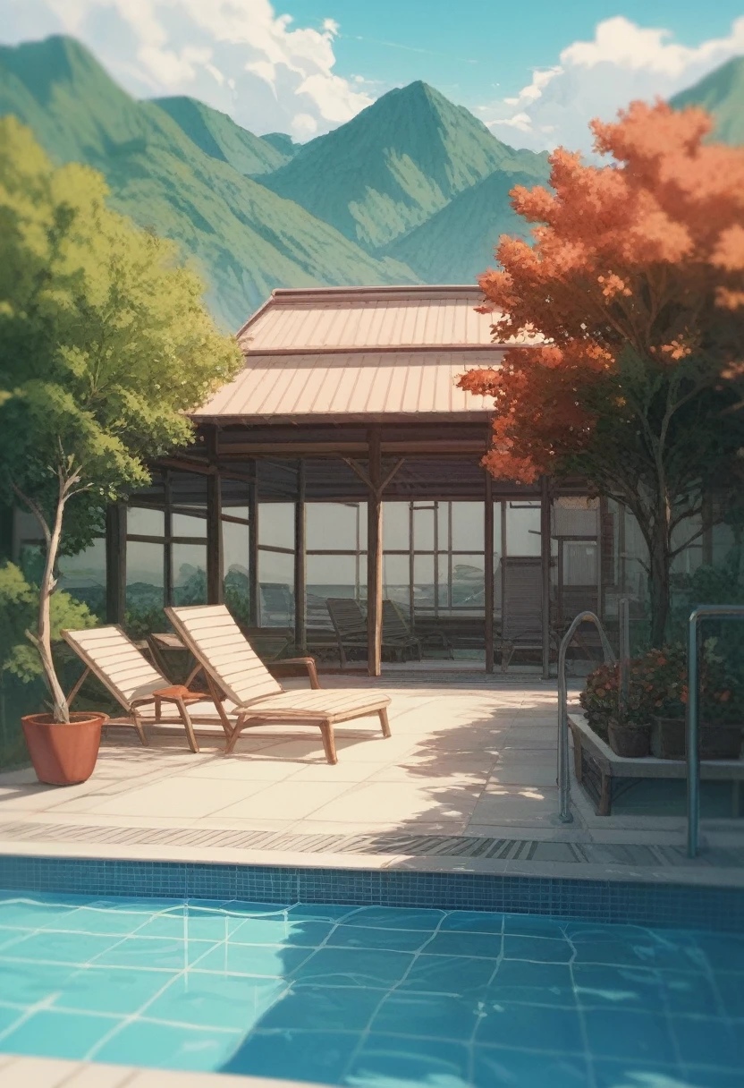 Poolside、backgroundのみ、unmanned、background、landscape、Subjective