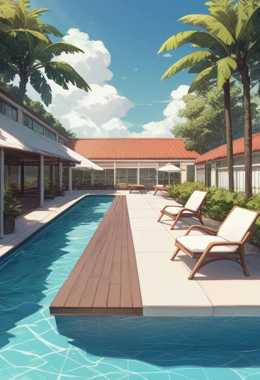 Poolside、backgroundのみ、unmanned、background、landscape、indoor