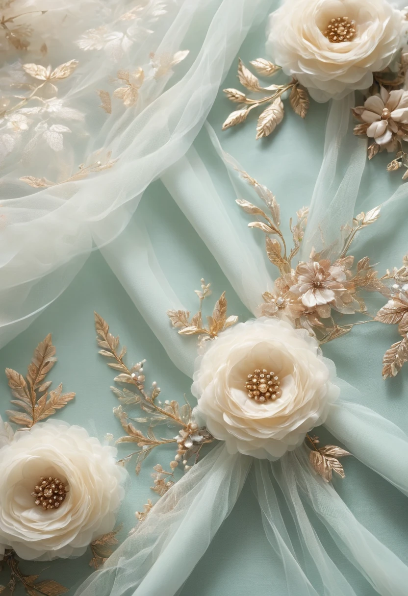 ((background only)),Overhead shot,(((masterpiece))), (((Highest quality))), ((Super detailed)), ((非常にdelicateで美しい)), (最高masterpiece:1.4),delicate,８ｋ,((Arrange the square shaped fabric all over:1.5)),((Frills:1.5))((Beautiful layered tulle wallpaper:1.5))((Generate cloth only:1.4)),(Zooming in on the tulle fabric that fills the entire screen:1.4)Collage fabric,ghostwhite,A lot of cotton,Fairy tale,ribbon,Pearl ornament,Glitter ornaments,doily,(Shabby chic),Cute atmosphere,Soft atmosphere
