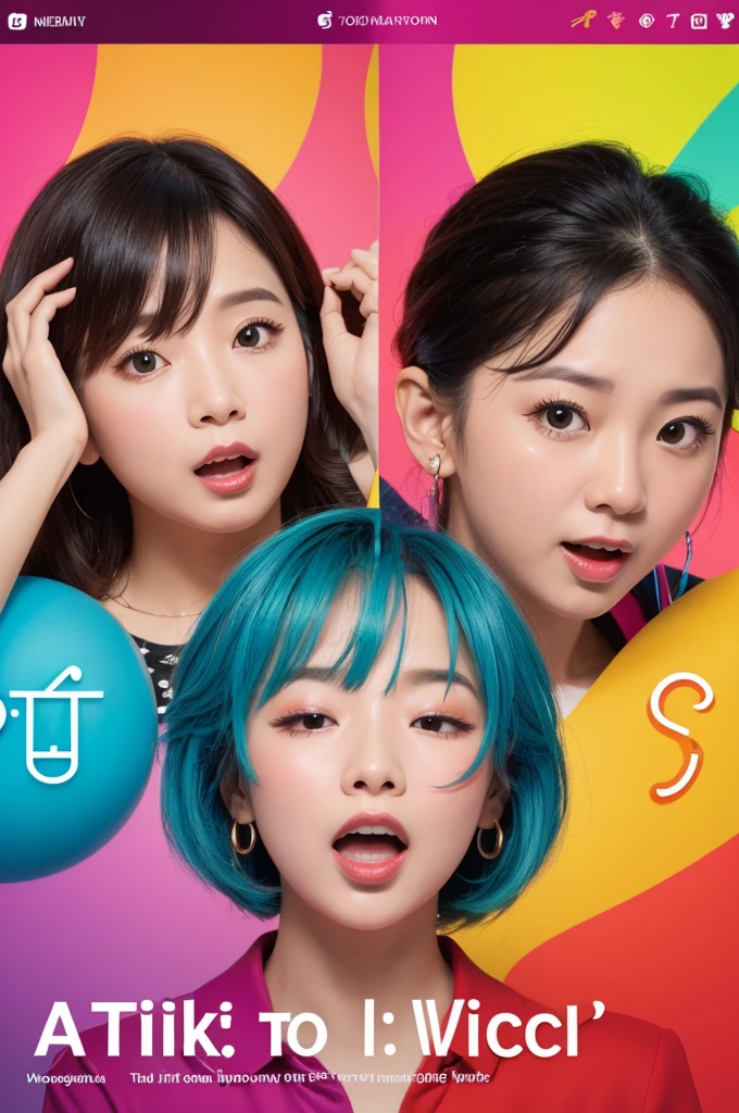 A TikTok video thumbnail with a vibrant and playful design featuring the title "🤫It's too late to ask those words now!" (You can't ask now!? That word). Include a curious person peeking through a magnifying glass at a floating question mark. Surround them with speech bubbles containing common Japanese words and phrases. Use bright colors, playful fonts, and a background that evokes a sense of mystery and discovery