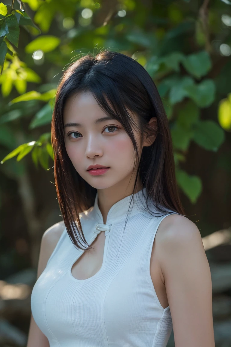 (Highest quality:1.4),(masterpiece:1.4),(Realistic:1.4),(Realistic:1.2),(超High resolution, RAW Photos:1.4),(High resolution, Very detailed:1.2),(8k:1.2),Movie Photos,a photo of a dark-haired,One Girl,alone,wear ,((China dress))、((Upper Body:1.3))