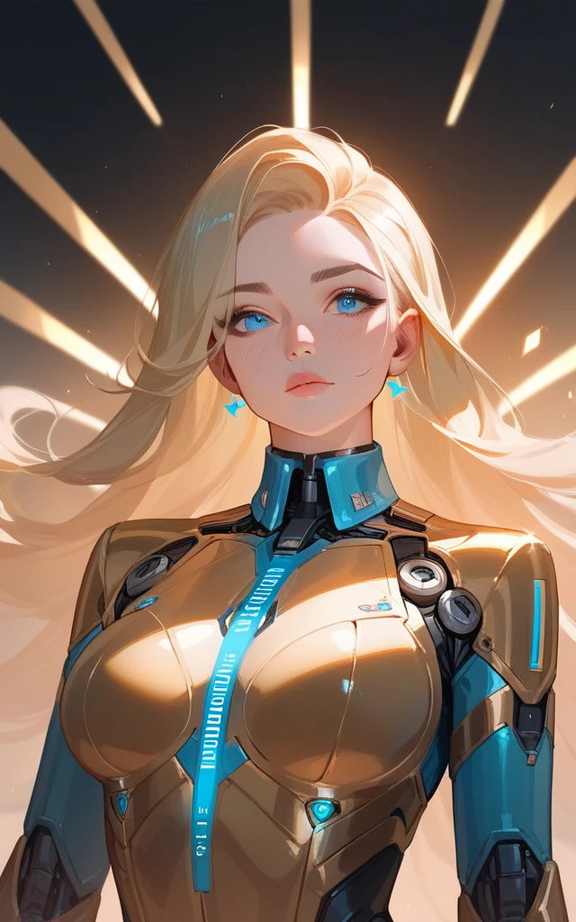 girl, ultron golden suit, blonde, blue eyes, Hyper Realistic, masterpiece