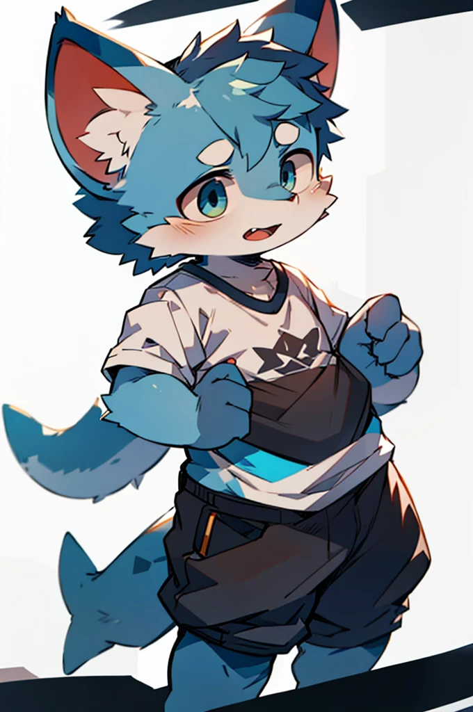 Shark and baby cat，One person