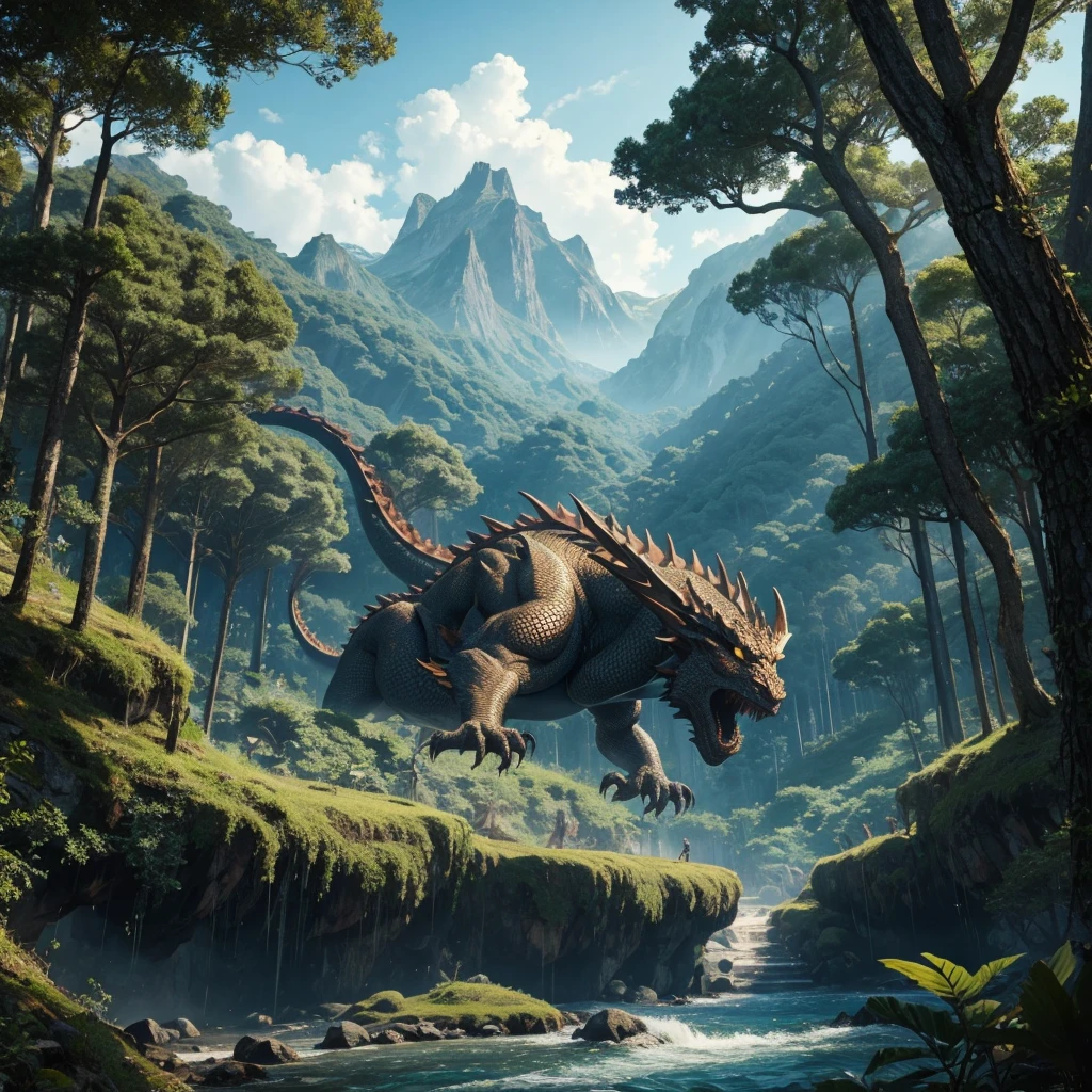 Massive island forest with dragon