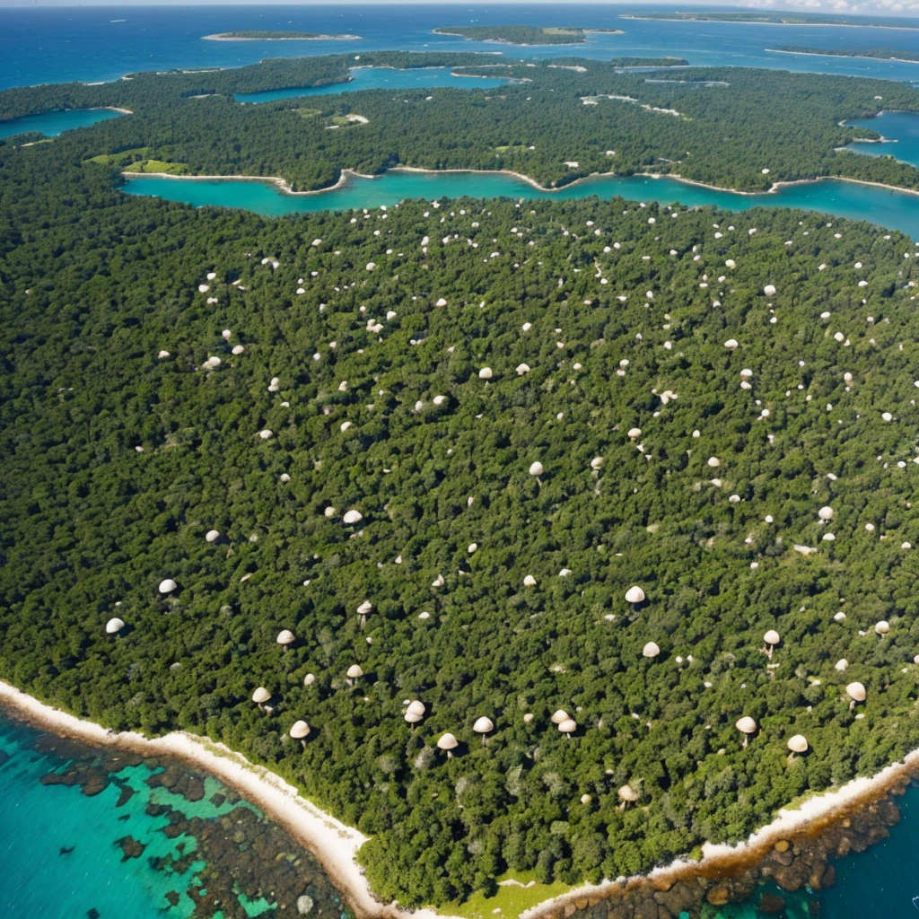 Massive mushroom forest island