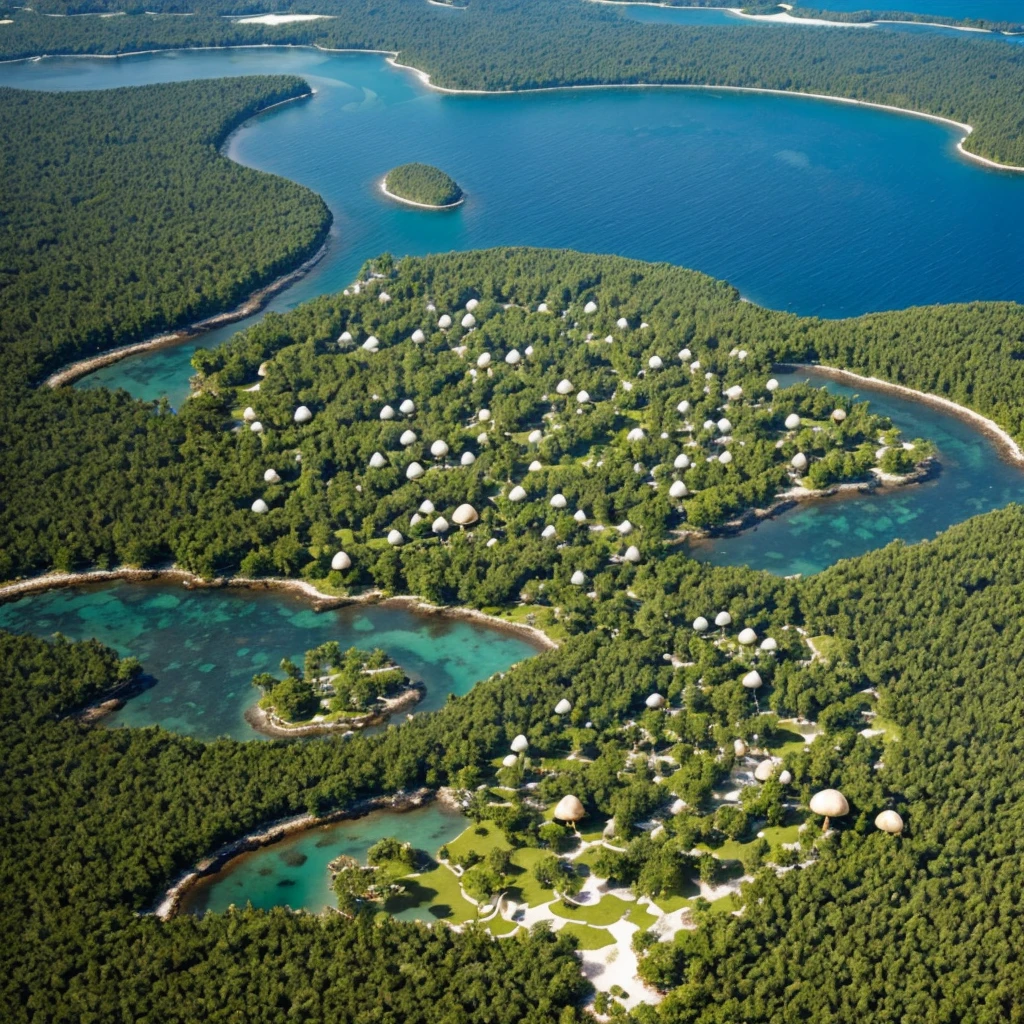 Massive mushroom forest island