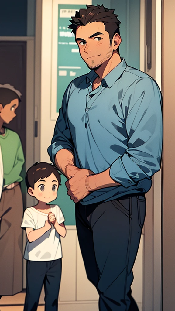 Middle aged man, like father of two children
