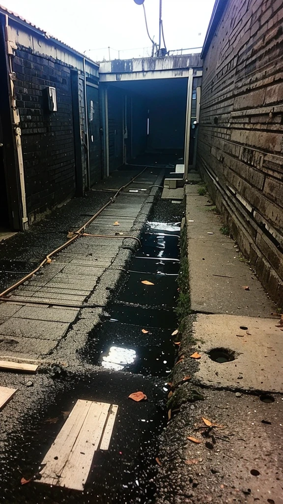 Wide angle of view, abandoned coal mine, scary