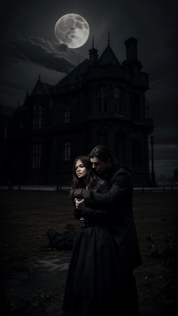 

**Title:** Shadows of the Heart
**author:** [ivy silva ]

**Description of the cover:**

1. **fund:** A dark and moody color palette, predominantly in shades of black, gray and dark purple. Maybe a touch of blood red to give an air of mystery and danger.

2. **center image:** A silhouette of a couple in a passionate embrace, but with a dark touch. Man may be partially in the shadow, symbolizing mystery or darkness, while the woman has an expression of conflict between passion and fear.

3. **Elementos de fund:** A gothic setting, like an ancient castle or a gloomy mansion, with a full moon in the sky, partially covered by clouds.

4. **detaileds:** Some additional elements may include withered roses, crows flying, and perhaps a broken chain or padlock to symbolize freedom from something dangerous or forbidden.

5. **Typography:** The title in an elegant, dramatic font, maybe with some decorative details. The author&#39;s name can be in a simpler font, but still stylish, not to compete with the title.
