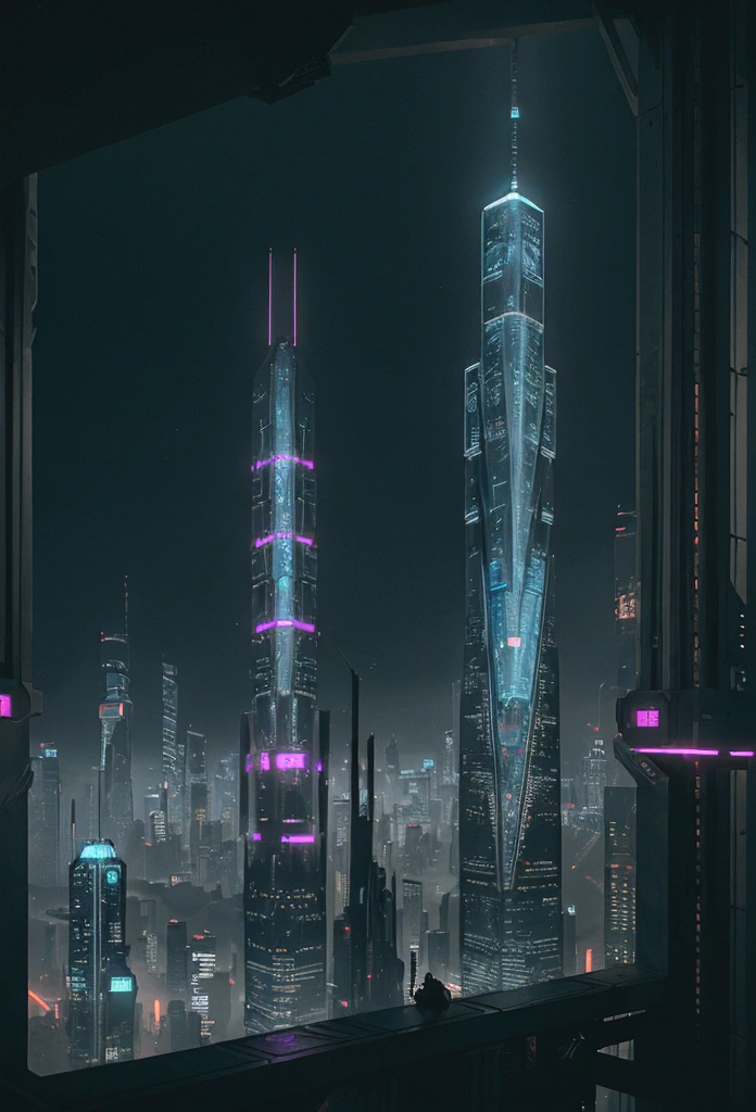 a stunning futuristic cyberpunk cityscape, extremely detailed, highly detailed, intricate, cinematic, dramatic lighting, neon lights, skyscrapers, flying cars, holographic displays, advanced technology, dystopian atmosphere, moody colors, deep shadows, cinematic camera angle, masterpiece