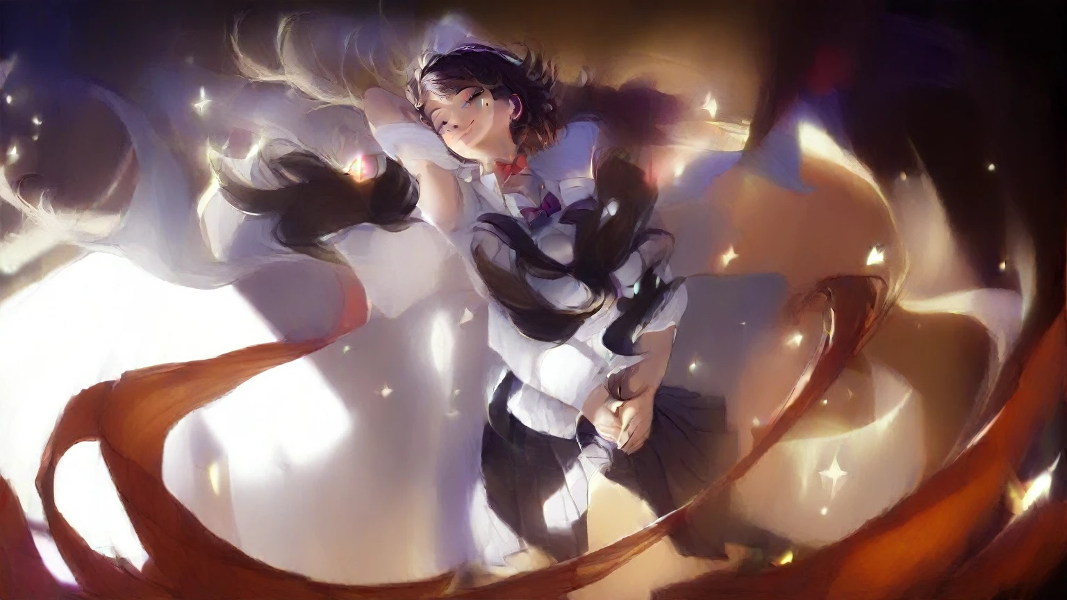 (8k, RAW photo, best quality, masterpiece:1.2), (realistic, photo-realistic:1.37), ultra-detailed,
1 girl,cute, solo,beautiful detailed sky,detailed cafe,night,sitting,dating,(nose blush),(smile:1.1),(closed mouth),large breasts, seductive smile, large aparture, professional lighting, Sony A7R4, Zessie 50mm F1.8,,fold your arms behind head:1.5,mole under eye:1.2
medium breasts,beautiful detailed eyes,(white sexy dress:1.1), bowtie,pleated skirt,(short hair:1.2),floating hair